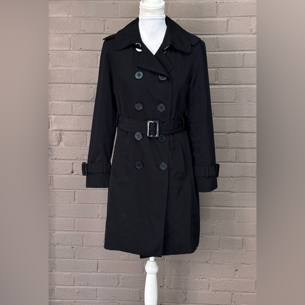 London Fog black lined Trench Coat PS